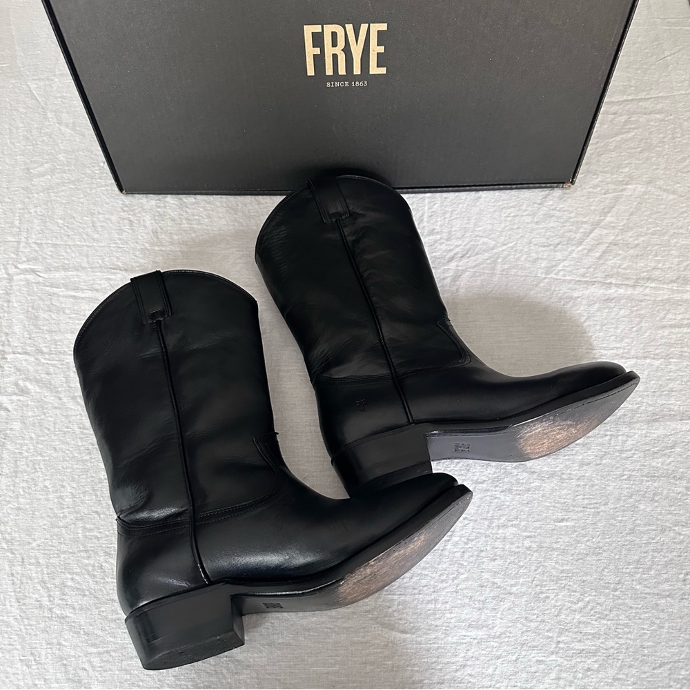 Frye Black Heeled Leather Boots